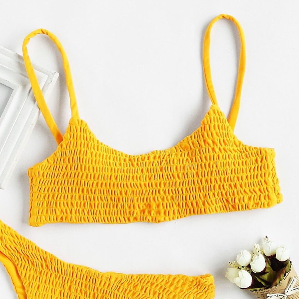 Yellow Ribbed Bikini Top